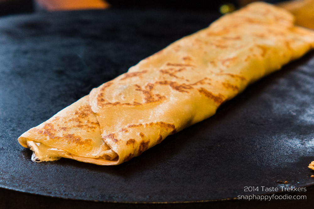 La Creperie's fresh crepes with baby spinach, brie and cranberries