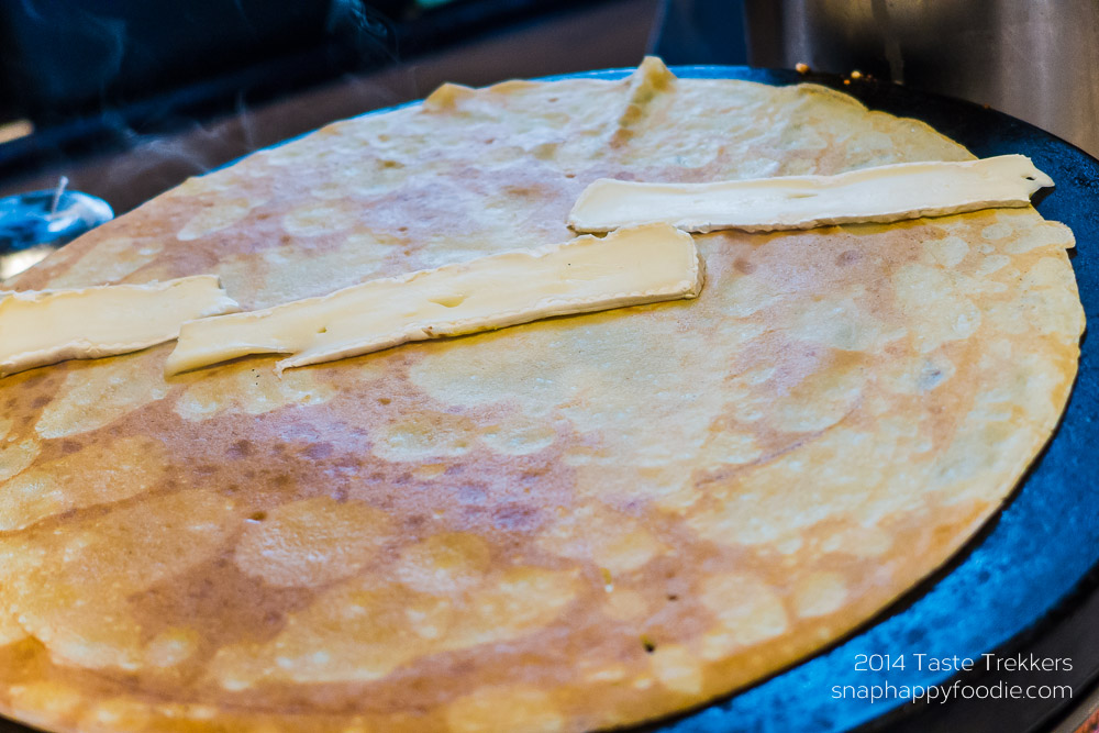 La Creperie's fresh crepes with baby spinach, brie and cranberries