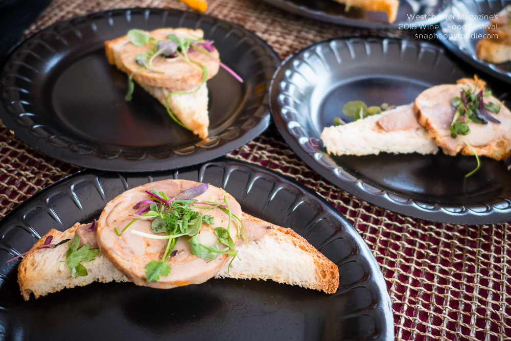 Empire City's Farmer's Terrine served on garlic toast with chicken liver mousse and micro greens