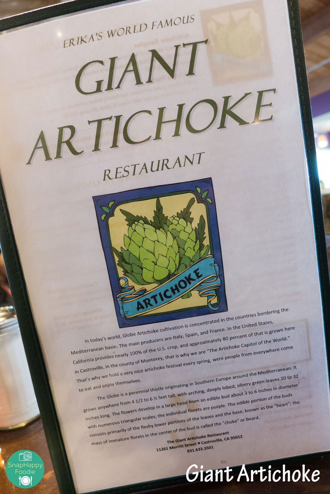 Eating Out Giant Artichoke Castroville, CA
