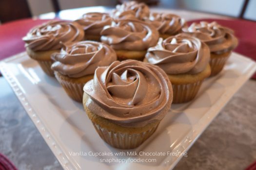 A birthday treat: Vanilla Cupcakes with Milk Chocolate Frosting